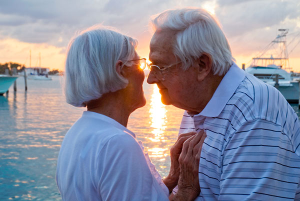 Older Couple in Love at Sunset